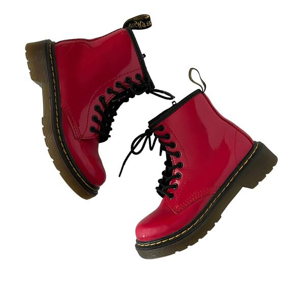 Dr Marten's Red Patent Leather 1460 Boots - Picture 1 of 11